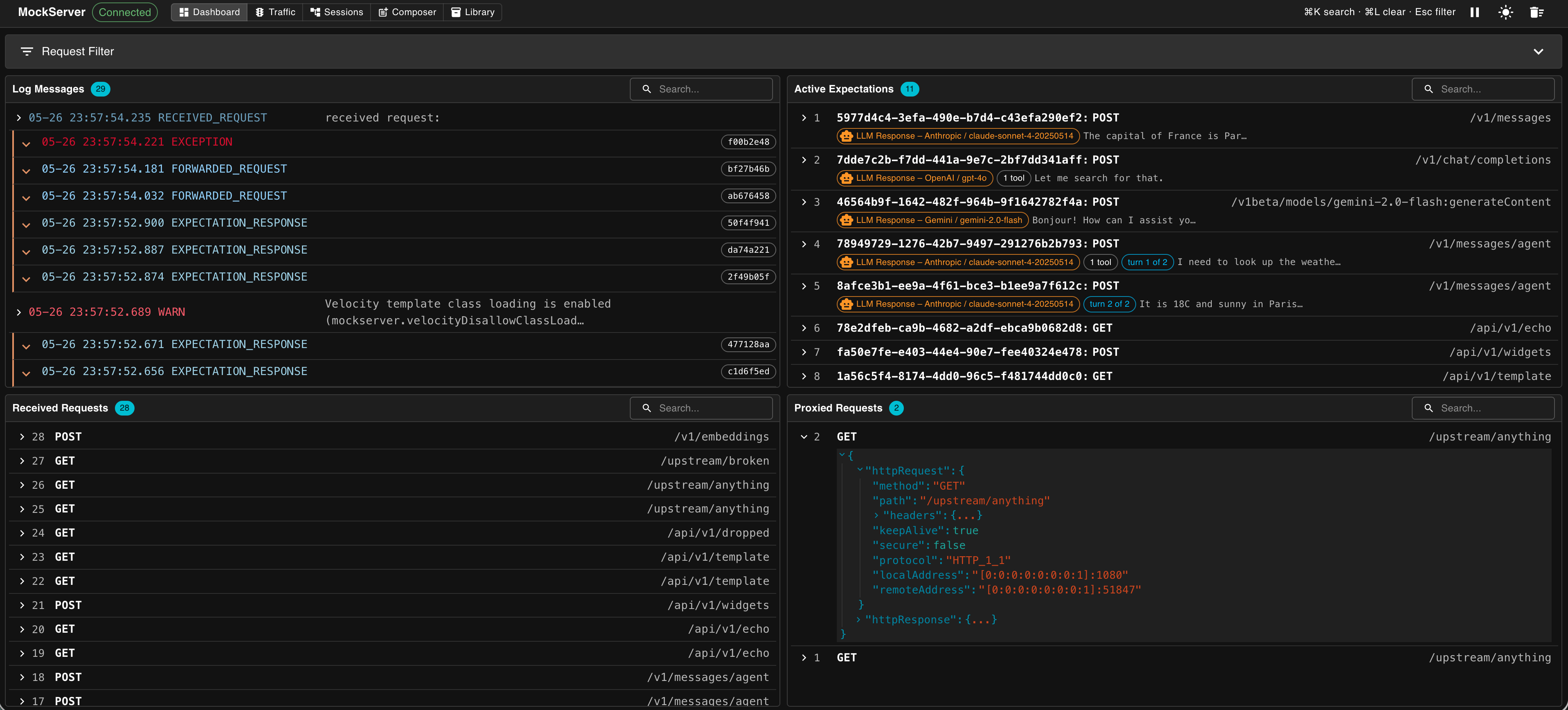 MockServer Dashboard
