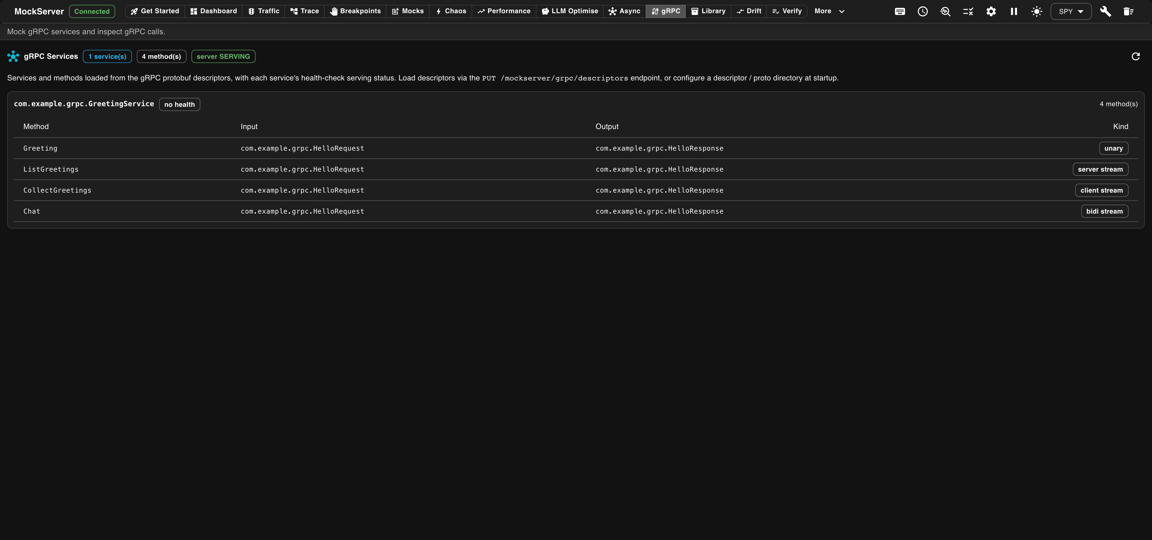 MockServer gRPC Services