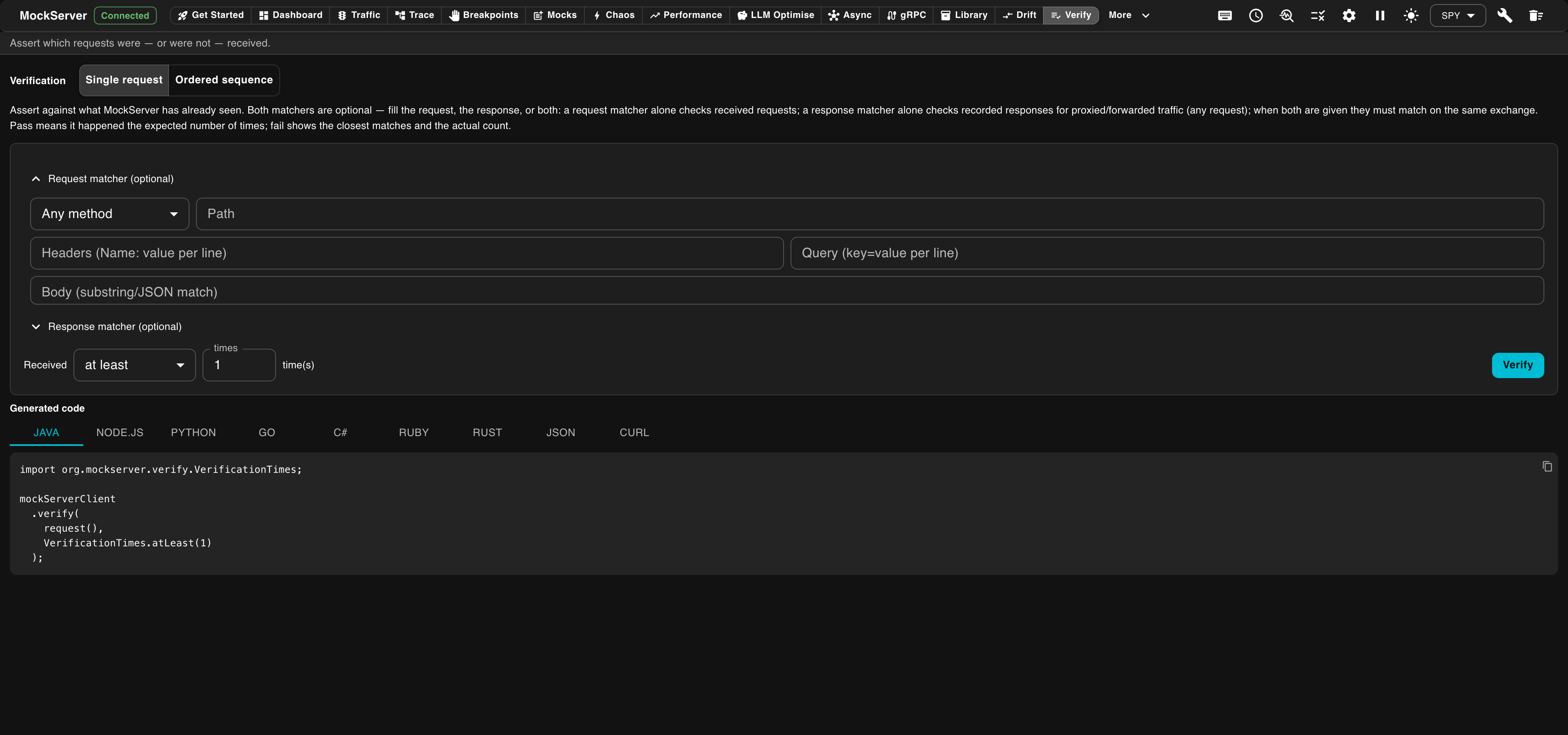 MockServer Verification