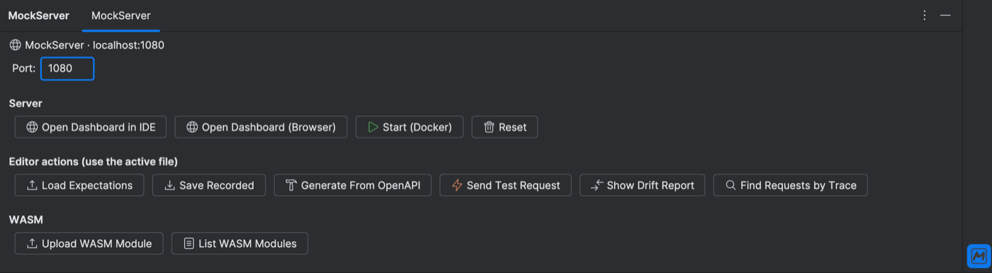 MockServer tool window in IntelliJ IDEA bottom panel